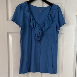 Lilly Pulitzer Blue Ruffled Blouse